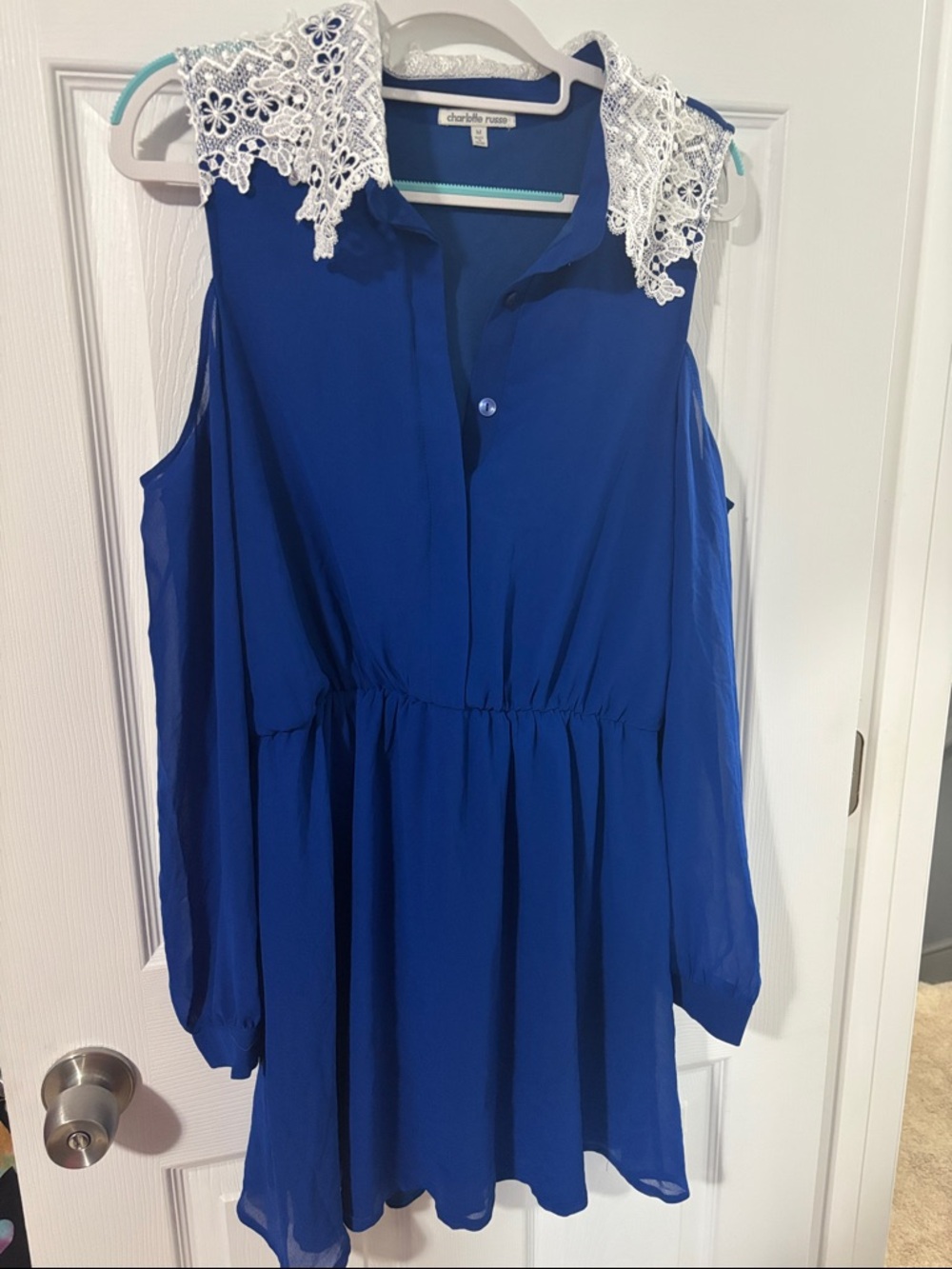 Charlotte Russe Cobalt Blue Cold Shoulder Dress